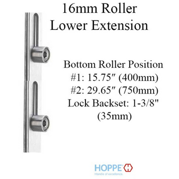 Hoppe 16mm Manual 4 Roller Gear, 35/92, @15.75 & 29.53", 1/2" D/B - 8778883